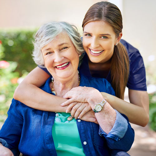 Nurse caring for client at home in garden, Private and homecare nurse, caring homecare nurse, caring private nurse, private and homecare services, 24/7 Nursing & Medical Services